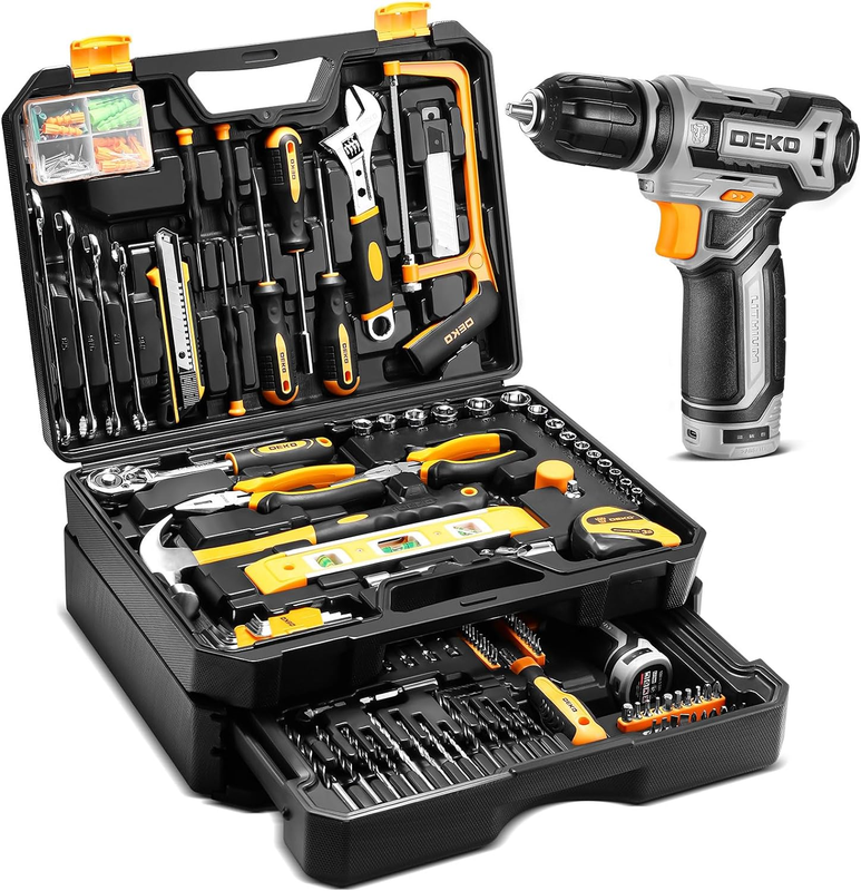 12V Cordless Drill Tool Kit Box Home Repair Combo Set w Organizer Case0