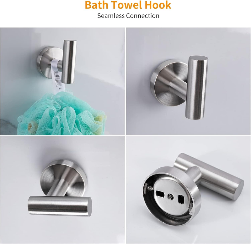 8 Piece Brushed Nickel Bathroom Hardware Set, 24Inch Bathroom Towel Bar+Towel Ri4