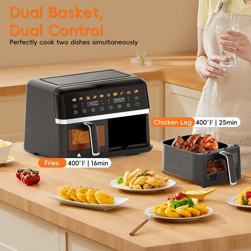 Digital Air Fryer Oven   2 Independent 5 Qt Baskets, View Window, 1800W3
