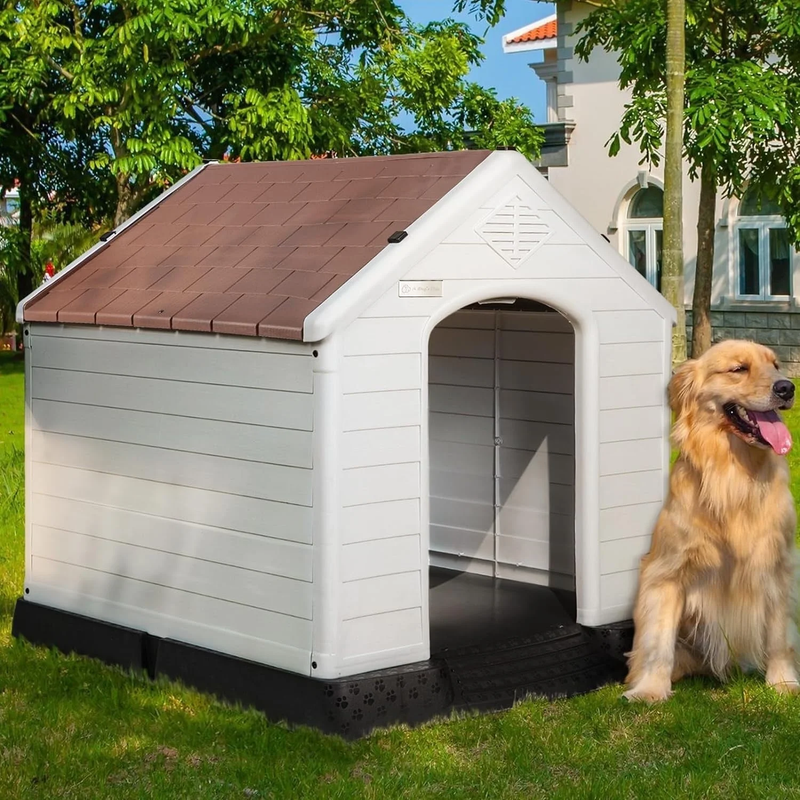 Durable Waterproof Plastic Dog House for Small to Large Sized Dogs, Indoor Outdo0