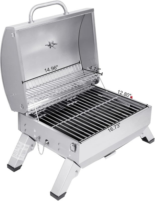 GT1001 Portable Stainless Steel Gas Grill 10,000 BTU Tabletop BBQ Silver4