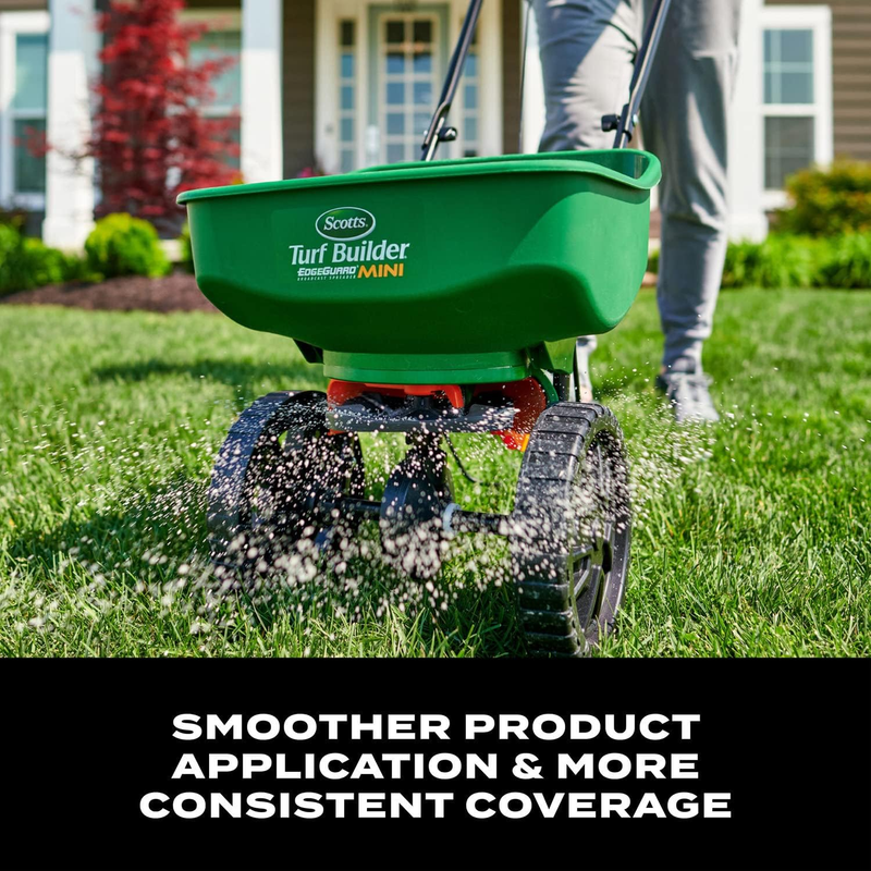 Turf Builder Edgeguard Mini Broadcast Spreader for Seed, Weed and Feed, Fertiliz3