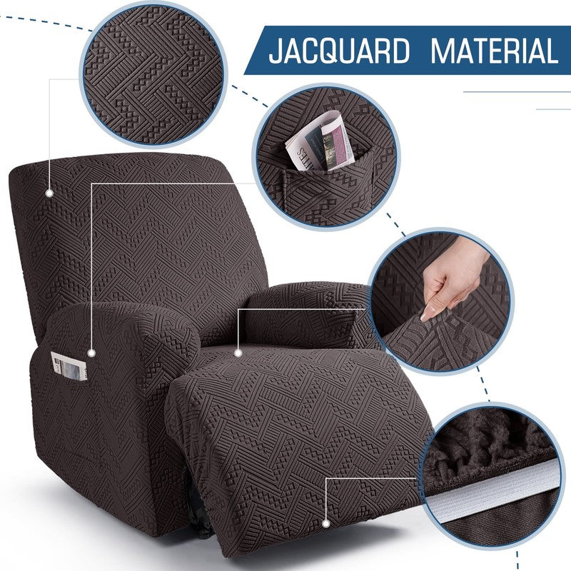 3-Piece Recliner Chair Slipcover Chocolate Anti-Slip Furniture Protector2