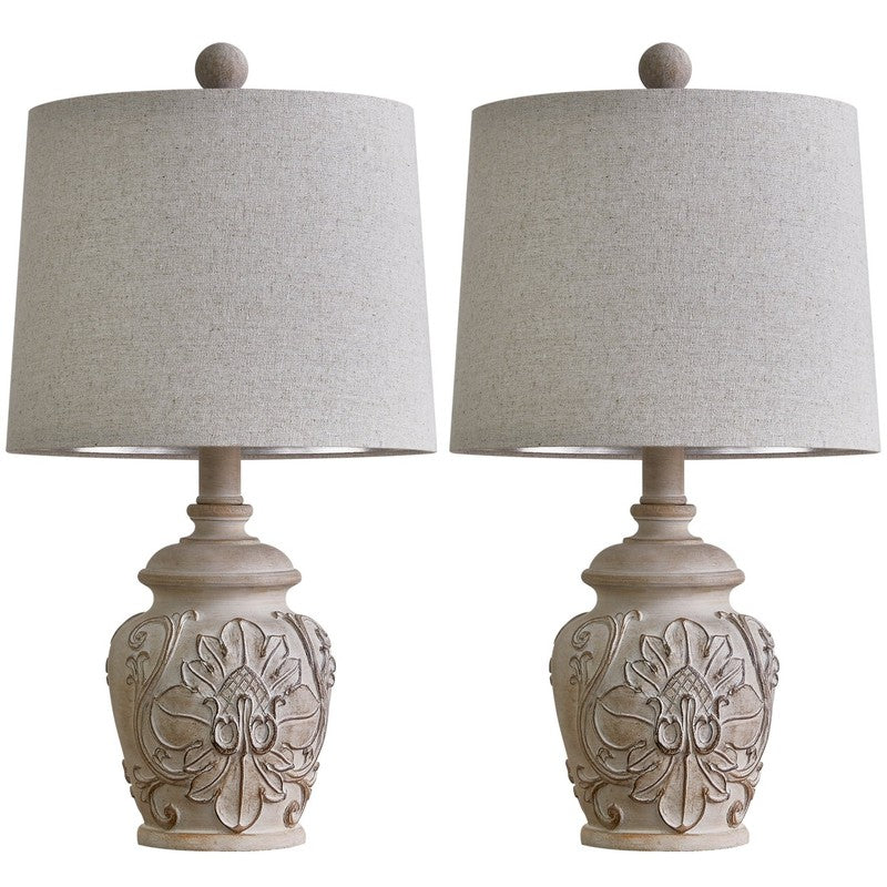 Set of 2 18.75" Rustic Retro Farmhouse Table Lamps Resin for Bedroom8