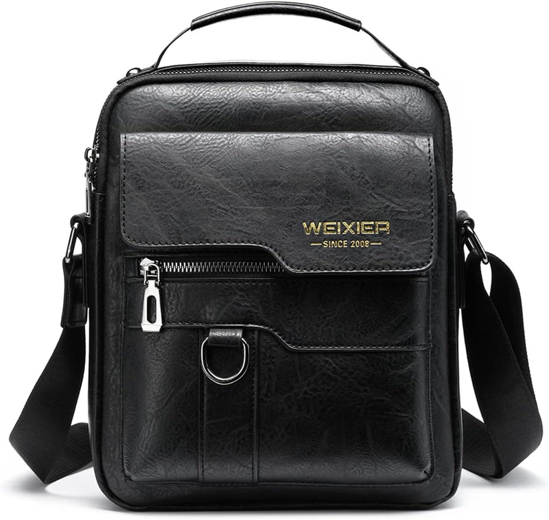 Vintage Leather Messenger Bag Crossbody Shoulder Bag Zipper Buckle Handbag10