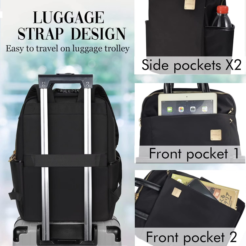 Womens Waterproof Laptop Backpack 14–16 Inch Polyester Black8