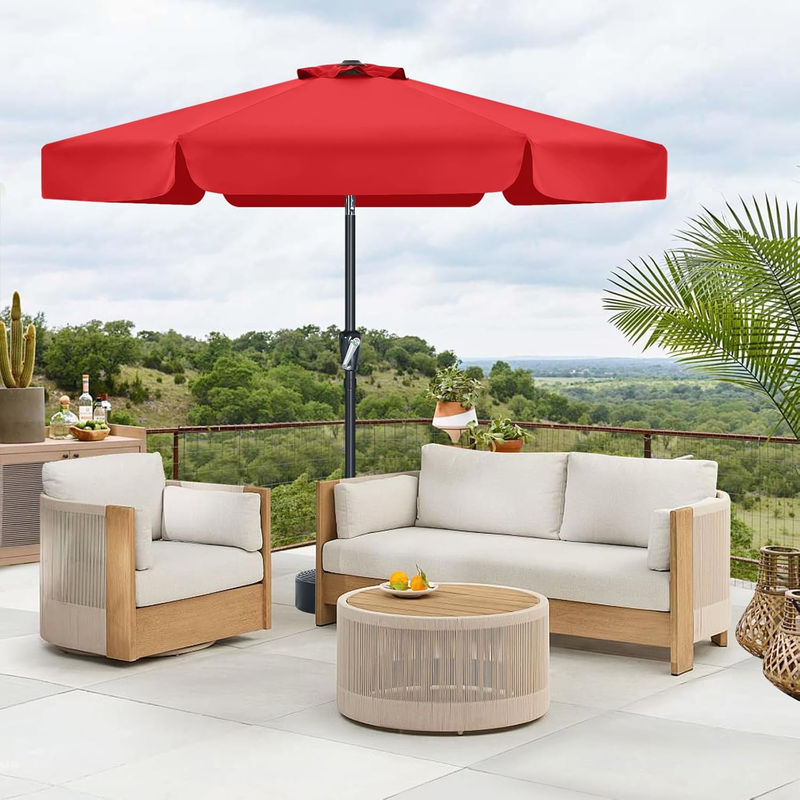 Outdoor 7.5FT Market Umbrella Crank Tilt Waterproof UV Protection Red7