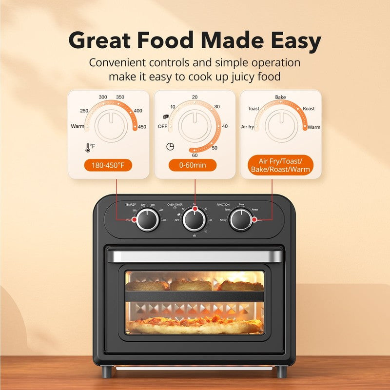 1700W Air Fryer 14.8QT 5 in 1 Toaster Oven Oil Less Stainless Black5