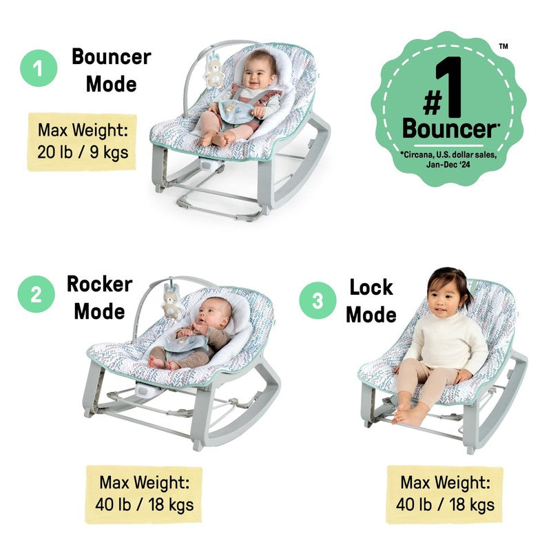 Cozy 3-in-1 Vibrating Baby Bouncer & Rocker Chair - Gray1