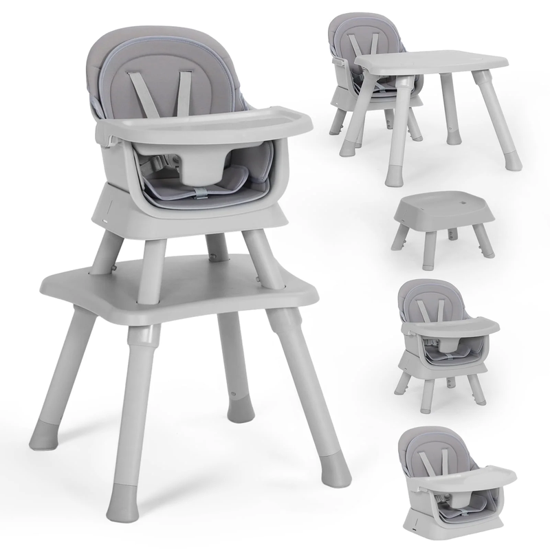 8 in 1 Baby High Chair, Toddler Dining Booster Seat for Eating, Light Grey0