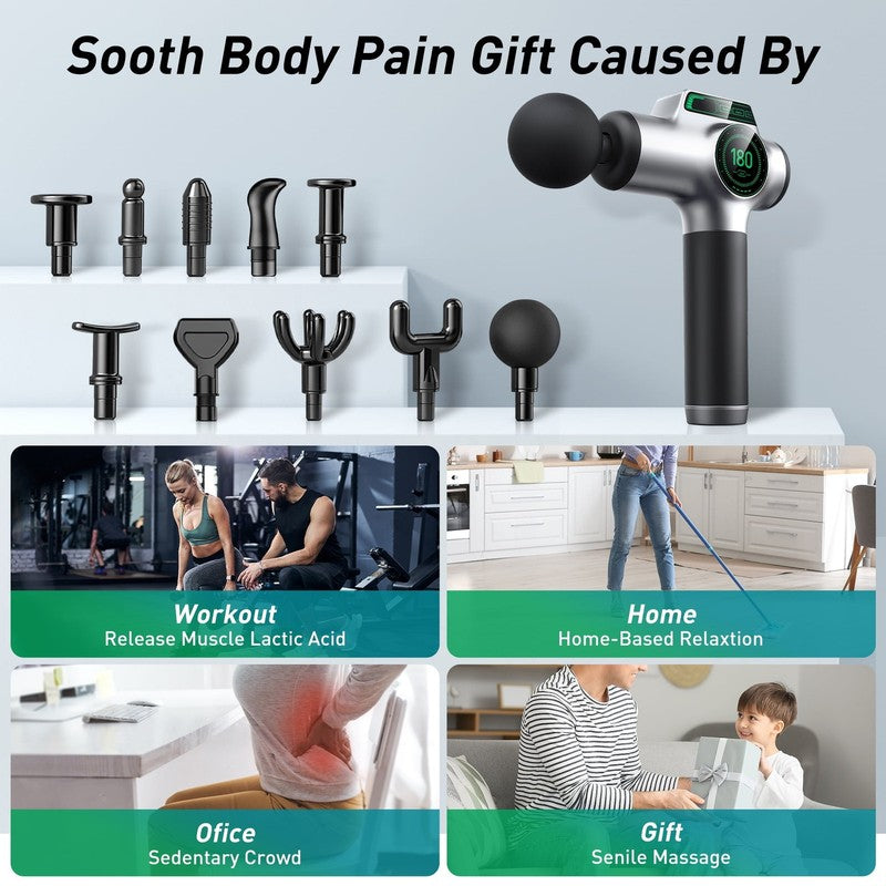 99 Speed Massage Gun Deep Tissue Percussive Muscle Massager 10 Attachments Neck 4