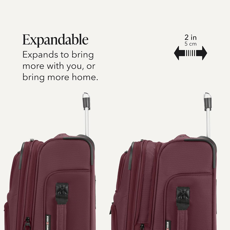 2 Piece Travel Set Carry On Spinner + 17" Laptop Backpack RFID Merlot7