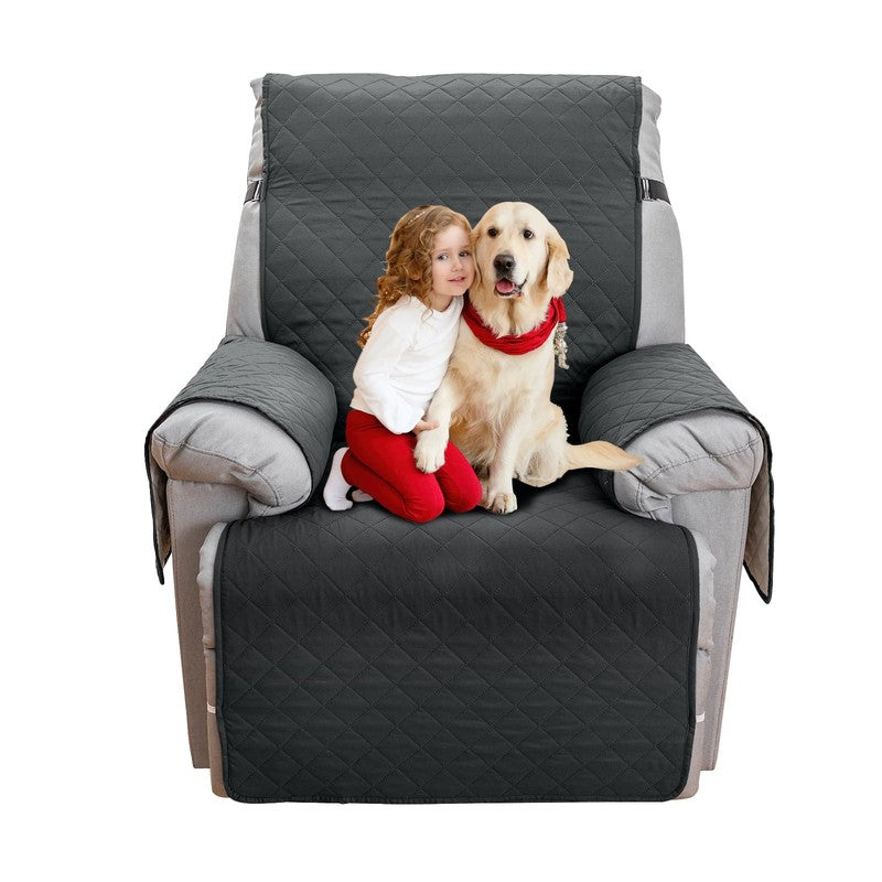 Non-Slip Recliner Chair Cover 25" Black Gray with Pocket for Dogs/Pets6