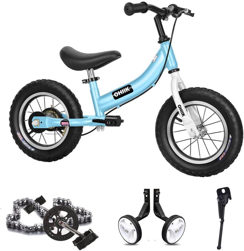 2-in-1 Kids Balance Bike to Pedal Bike 12-16 Inch Training Wheels Brakes0