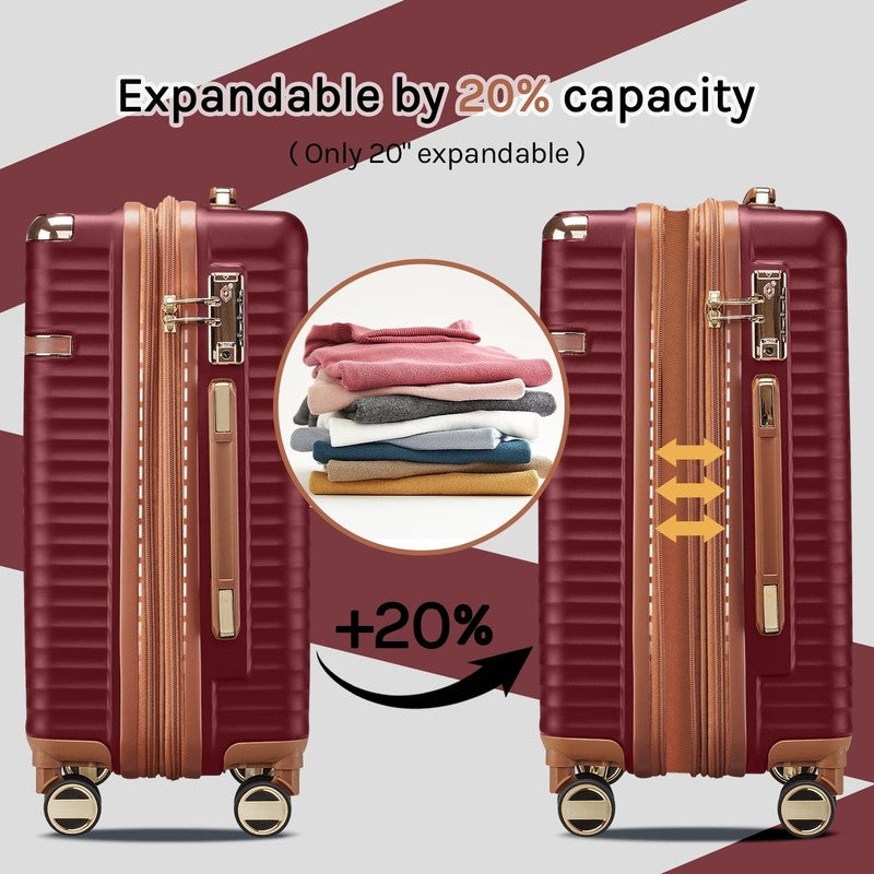 3-Piece Carry-On Luggage Set with Swivel TSA Lock and Leather Carry Bag5