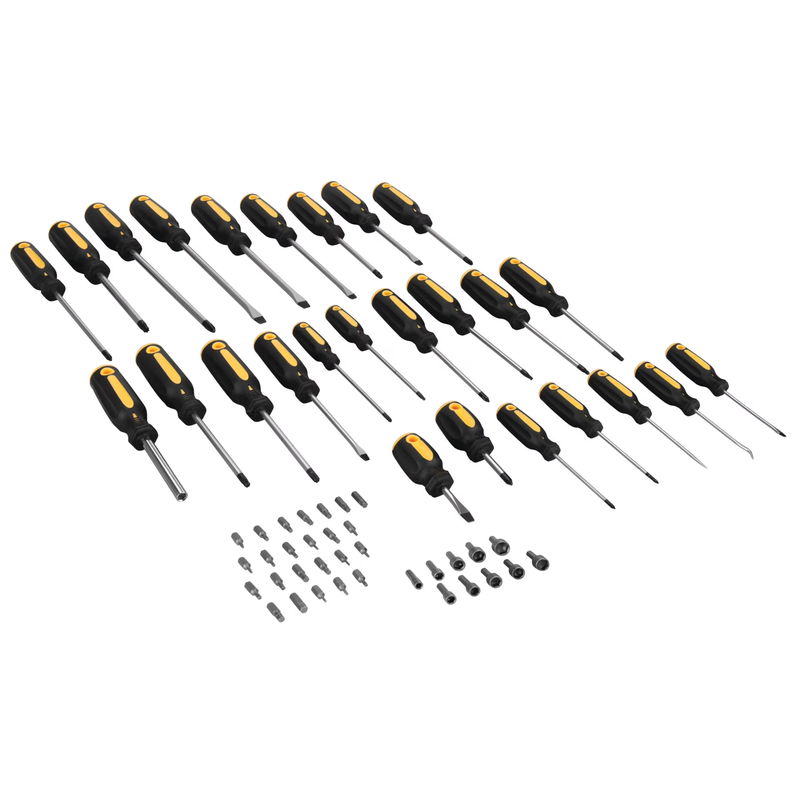 W1731 Screwdriver and Bit Set with Rack, Yellow/Black, 61 Piece2