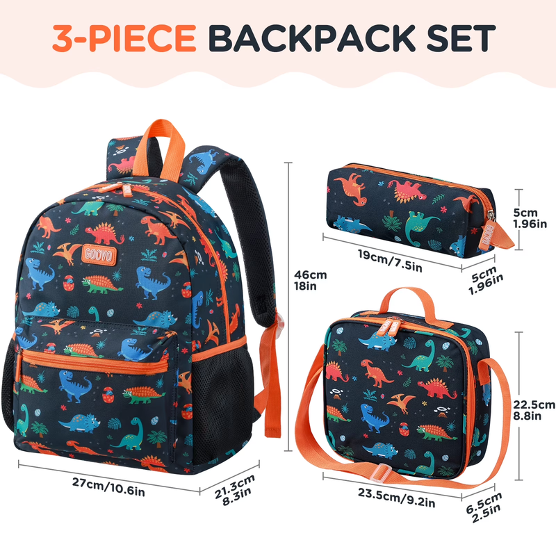 Kids Backpack for Boys, Dinosaur Waterproof Toddler Bookbag for Kids School Back5