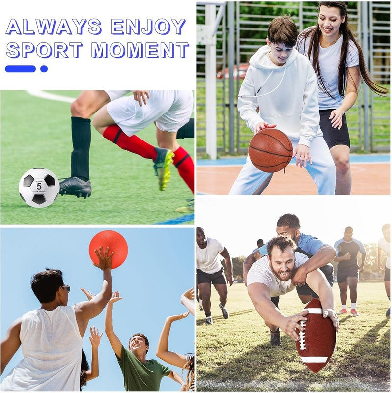 4 Pcs Sports Balls Set for Teen Adult, Include Official Size Basketball Soccer F4