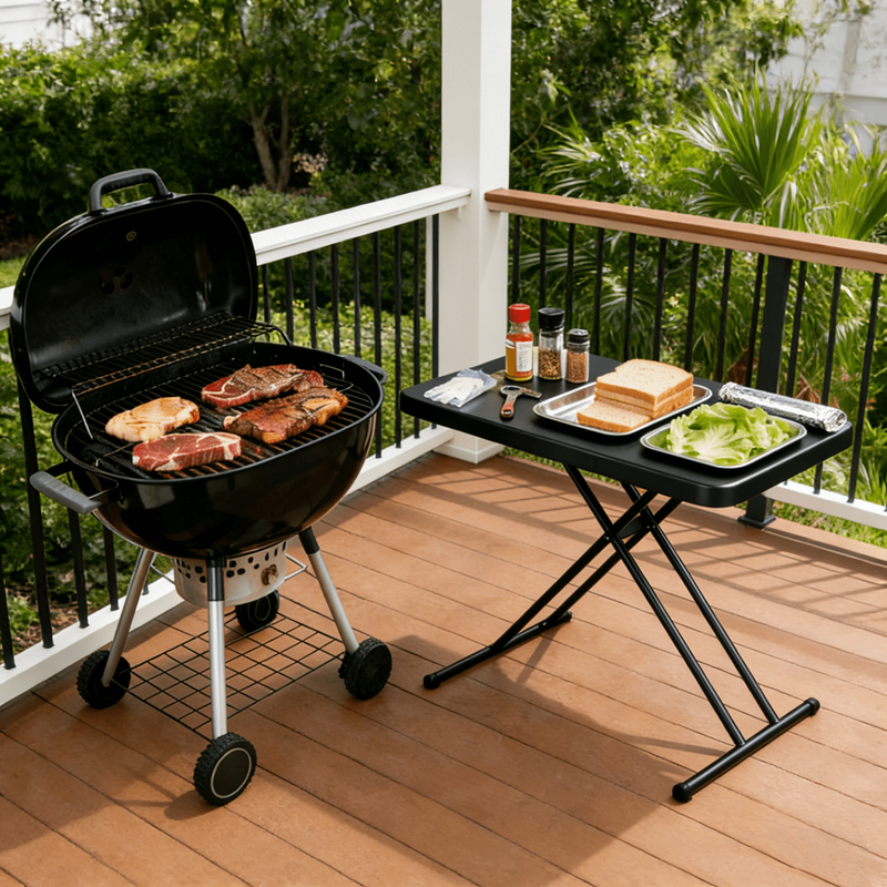 30" Small Camping Folding Table, 22/25/28 Inch Height Adjustment Tv Tray, Practi1