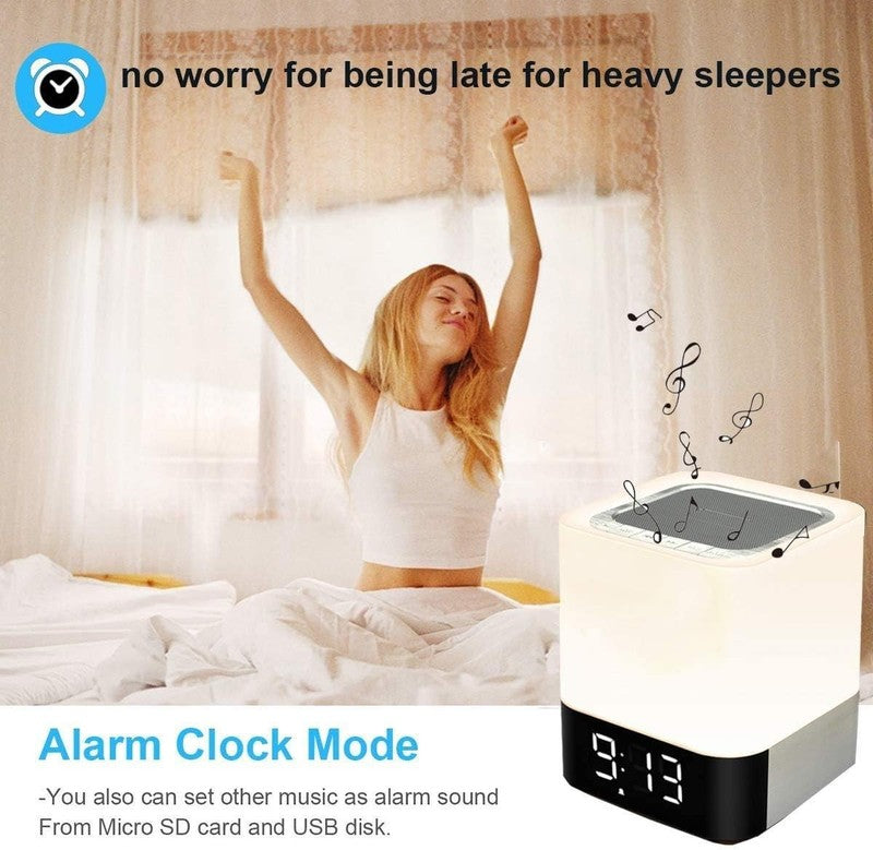 Bluetooth Speaker Alarm Clock, Touch Lamp, Night Light, RGB, Wireless, MP34