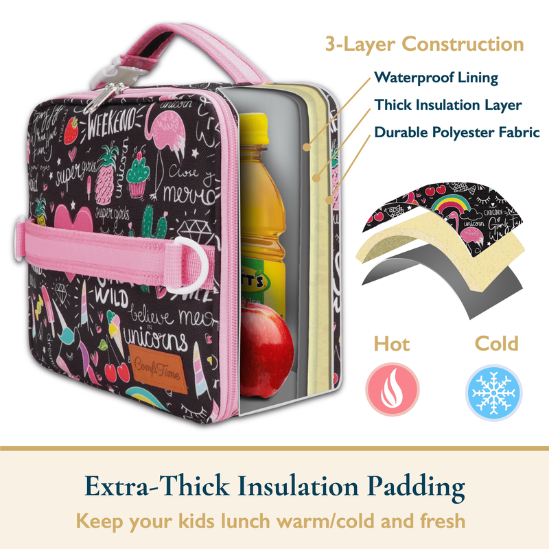 Lunch Bag for Kids – Insulated Lunch Box for Girls and Boys, Cute Reusable Coole10