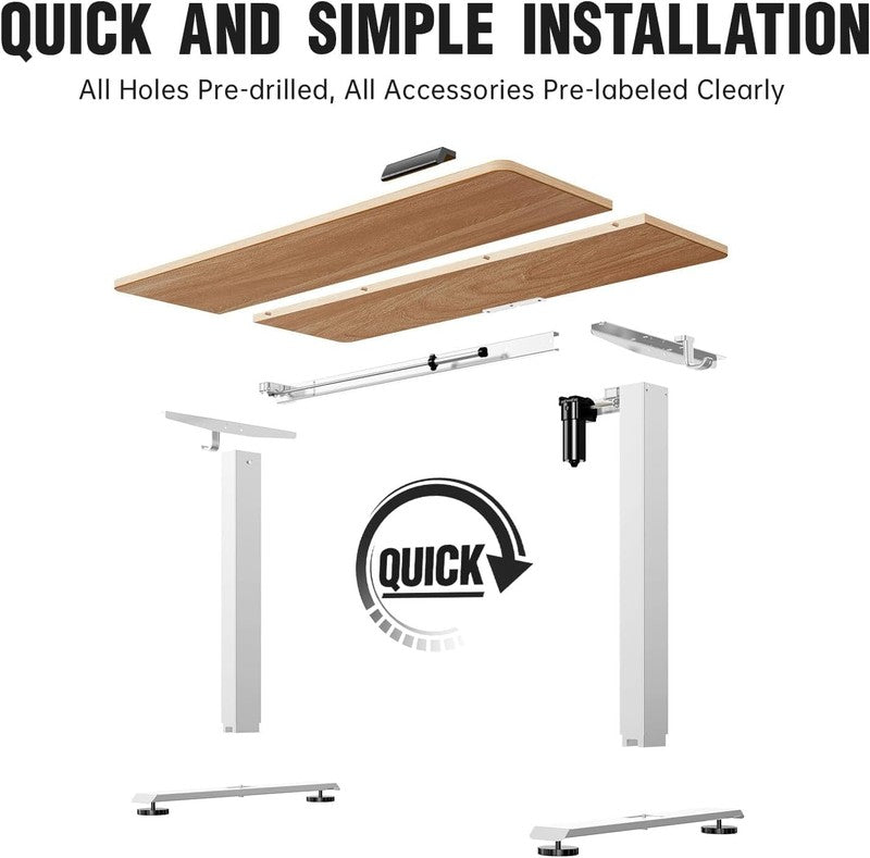 47.2" Electric Standing Desk Sit Stand Wood Top Home Office Nature4
