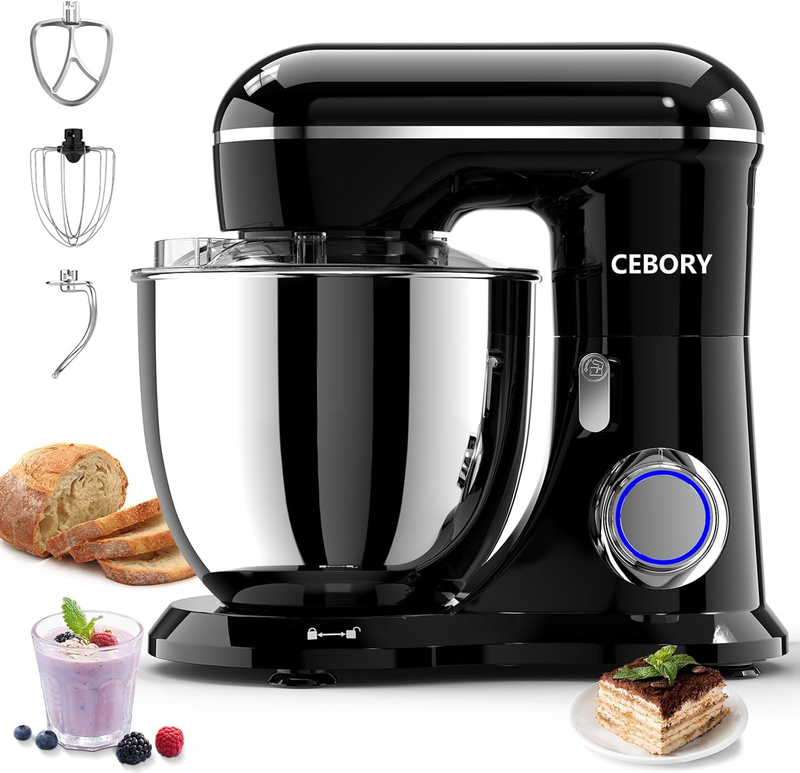 3-in-1 Stand Mixer 6.5QT 660W 10-Speed w/ Dough Hook Whisk Beater0