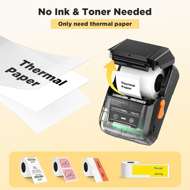 T50M Pro Bluetooth Label Maker Machine with Tape, Wide Waterproof Label, Versati6