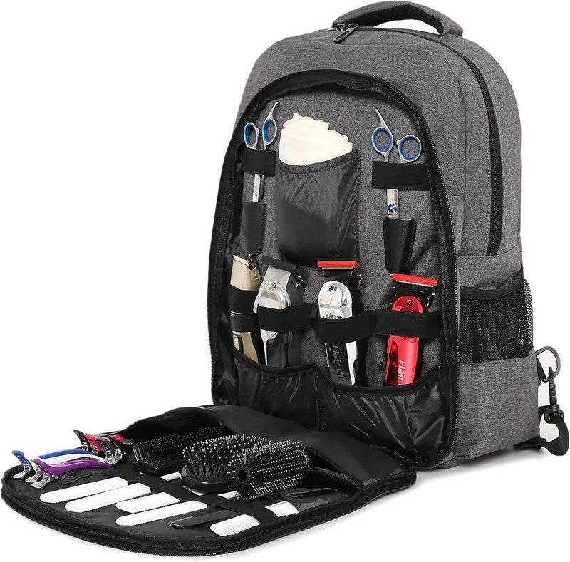Professional Barber Backpack,Hair Cutting Tools Kit with Waterproof Cape & Brush3