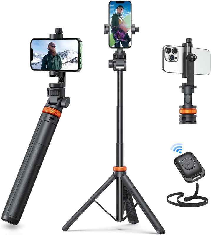 62'' Phone Tripod Selfie Stick w/ Remote Extendable Cell Phone Stand Holder0