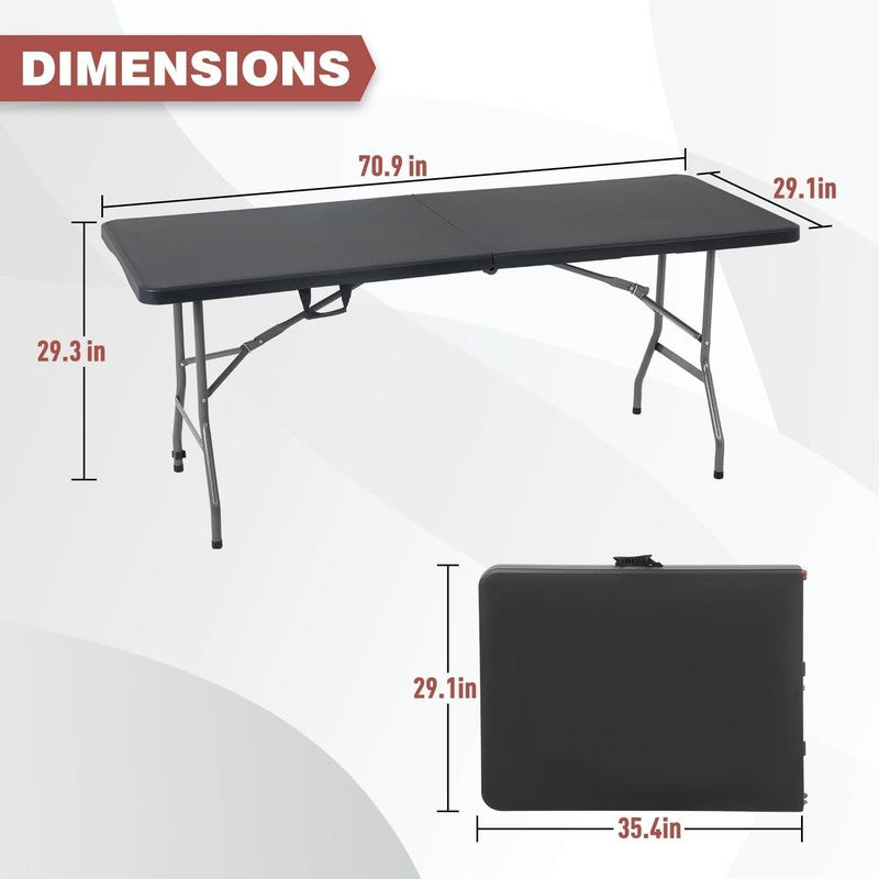 72'' Folding Design Utility Table, Black2