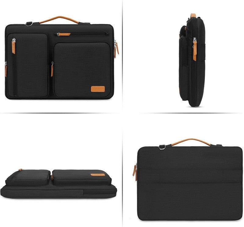 15.6 Inch Laptop Shoulder Bag 360 Protective Messenger 4 Zipper Pockets Black6