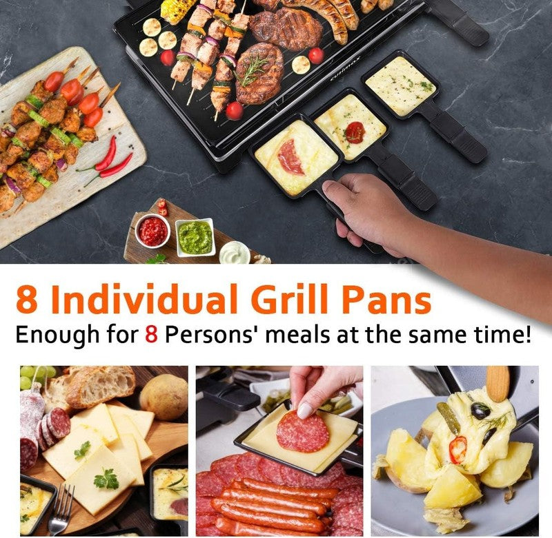 2 in 1 Electric Raclette Grill Tabletop Korean BBQ Crepe Maker Nonstick Adj Temp4