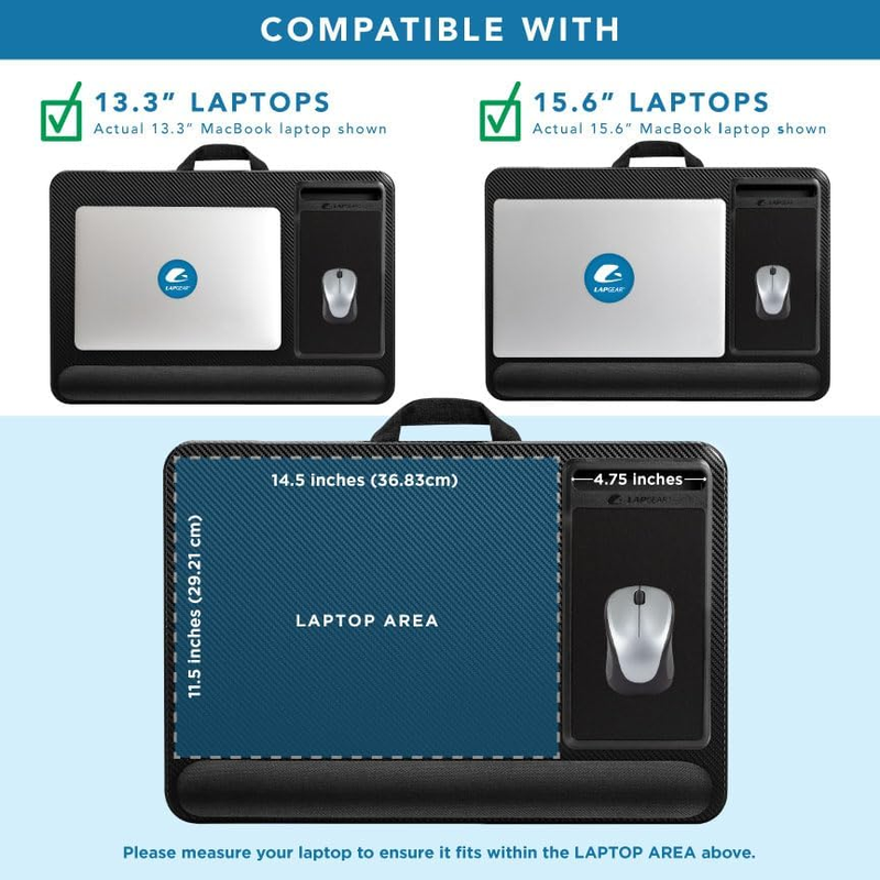 Home Office Pro Lap Desk with Wrist Rest, Mouse Pad, and Phone Holder   Black Ca2