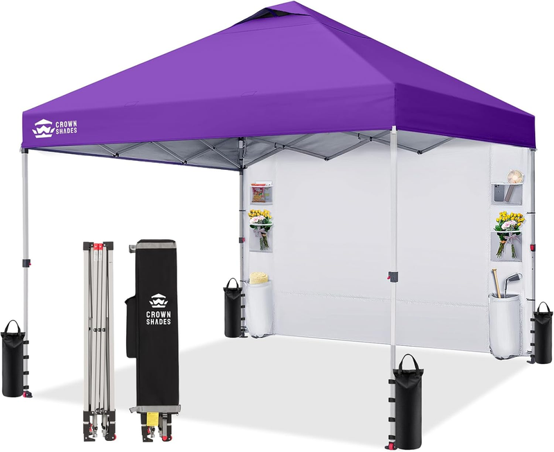 Crown Shades 10x10 Pop Up Canopy Tent w/ Sidewall Easy Setup Sun Shelter Purple9