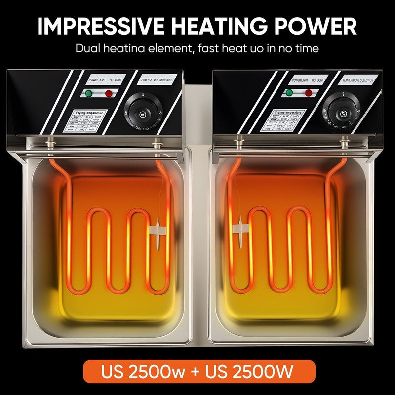 Commercial Deep Fryer with Basket 12L 5000W Professional Electric Countertop Dee6