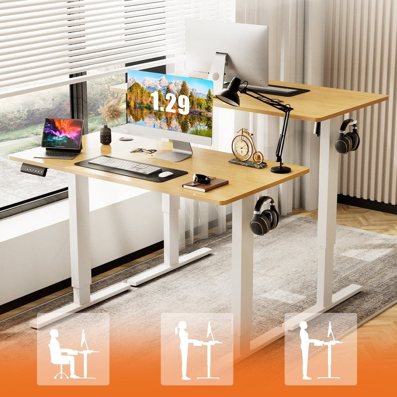 55"×24" Electric Height Adjustable Standing Desk Sit Stand Workstation Oak5
