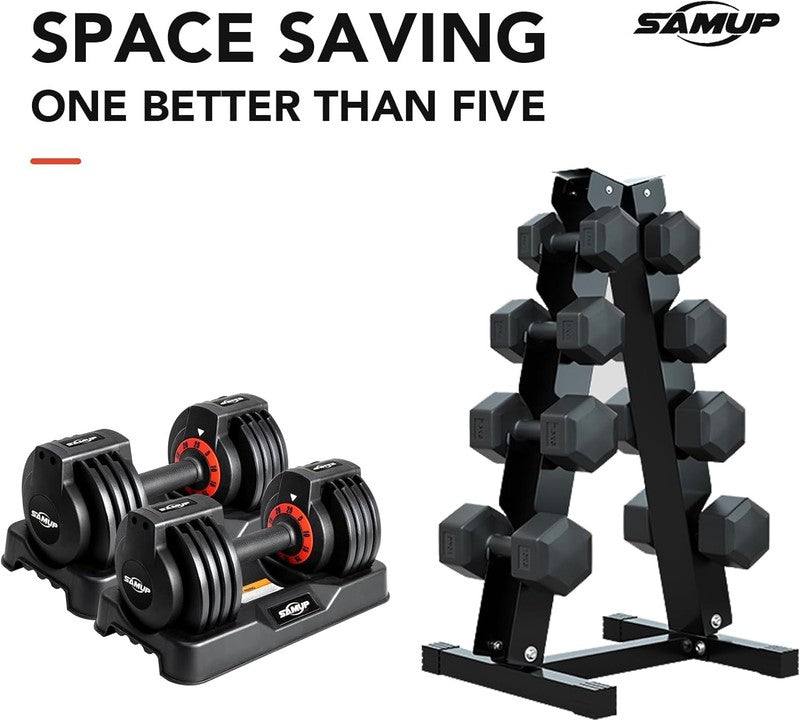 25/55lb Adjustable Dumbbells Pair Anti-Slip Metal Handle Full Body Workout5