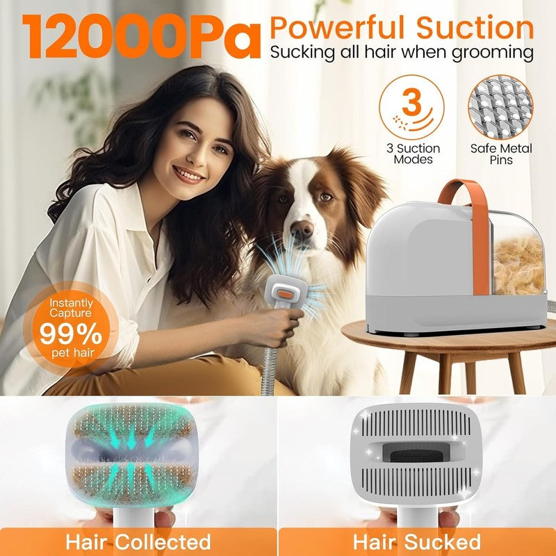 Dog Grooming Vacuum Kit with Clippers & Low Noise Shedding Brush, PG101