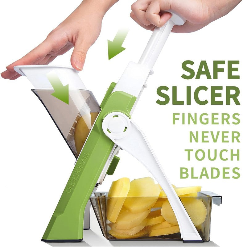 Safe Mandoline Slicer, Multi Vegetable Chopper, Potato Slicer for Kitchen, 4 Mod1