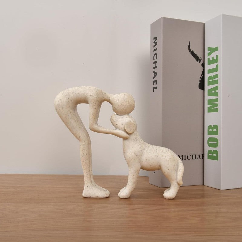 Dog Sculpture Home Decor Cute Man and Dog Statue Decoration for Office、Living Ro6