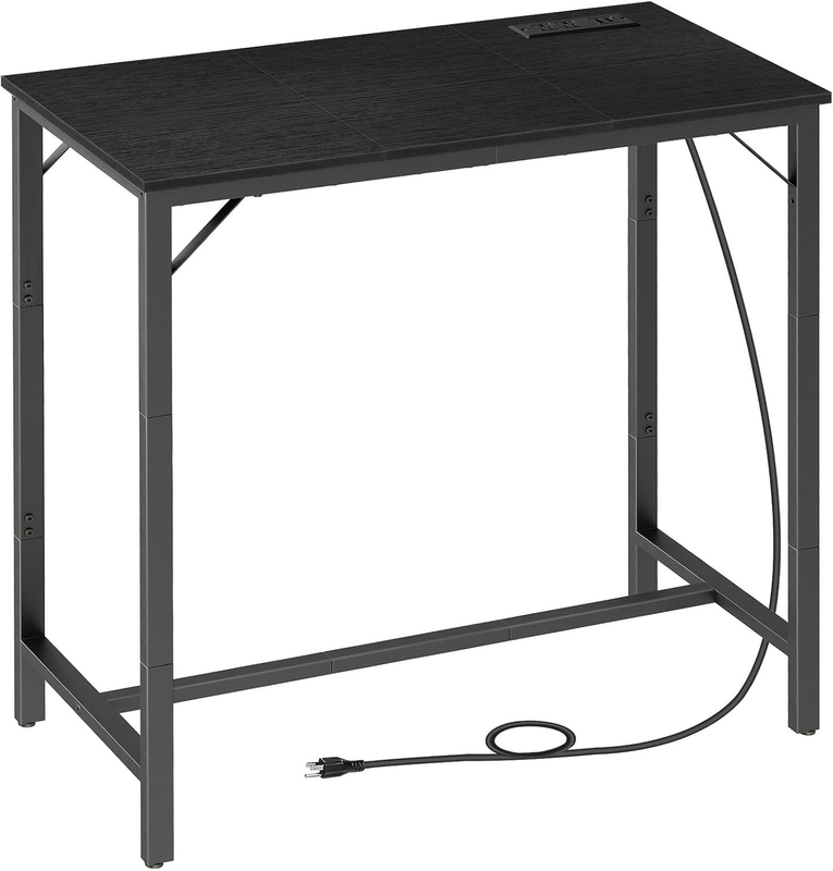 Bar Table with Charging Station High Top Counter Pub Table Black0