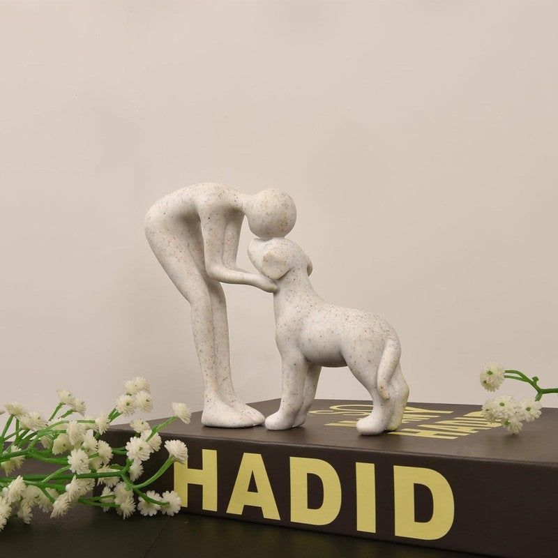 Dog Sculpture Home Decor Cute Man and Dog Statue Decoration for Office、Living Ro5