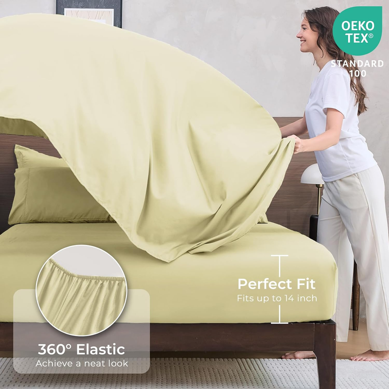 Cream Yellow Queen Comforter Set 7 Piece Bed in a Bag Ultra Soft Comforter Sheet4