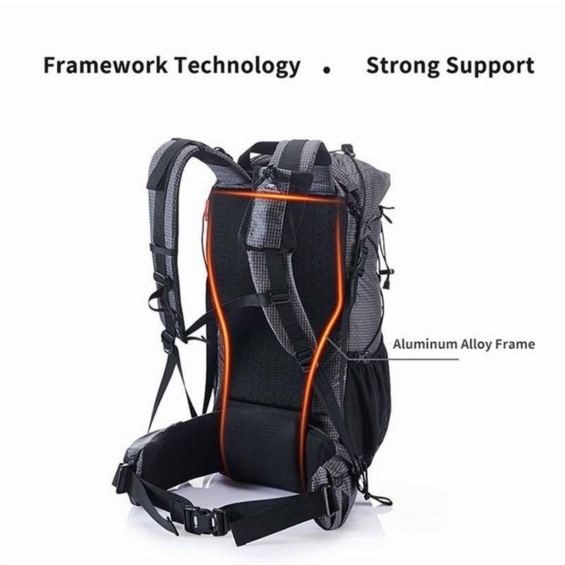60L+5L Hiking Backpack – Waterproof, Lightweight Mountain Bag with Rain Cover & 3