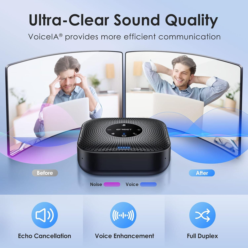 Conference Speakerphone M0 Plus, 4 AI Mics 360° Voice Pickup, Noise Reduction, U2