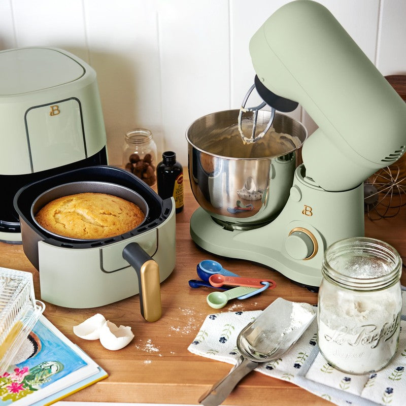 3.5 Qt Stand Mixer Sage Green w/ Flat Beater Dough Hook & Whisk7