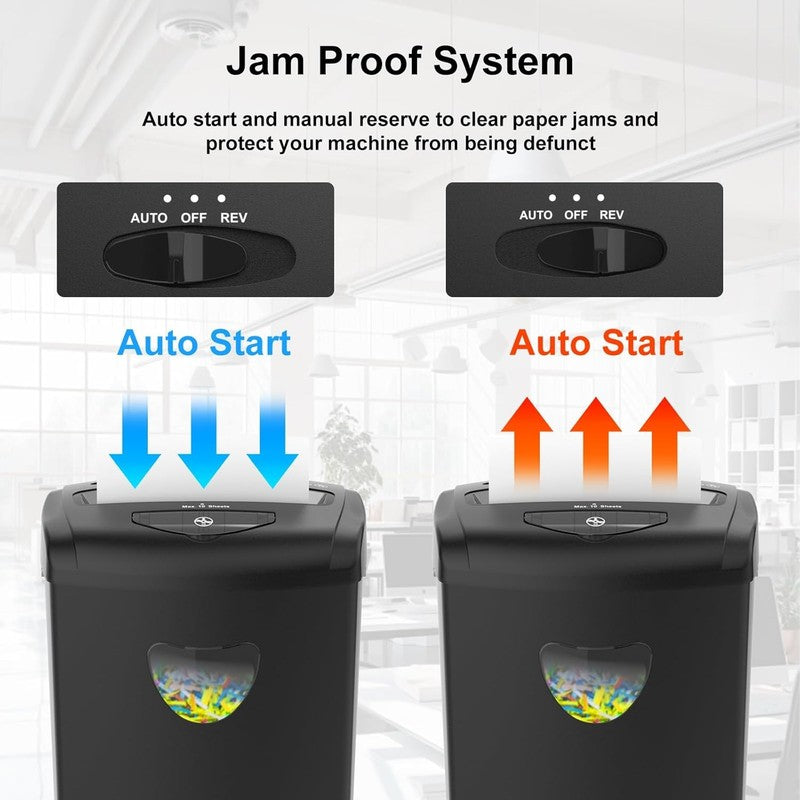 12 Sheet Cross Cut Paper Shredder P 4 5.55Gal Jam Proof Cards/CDs/Staples4