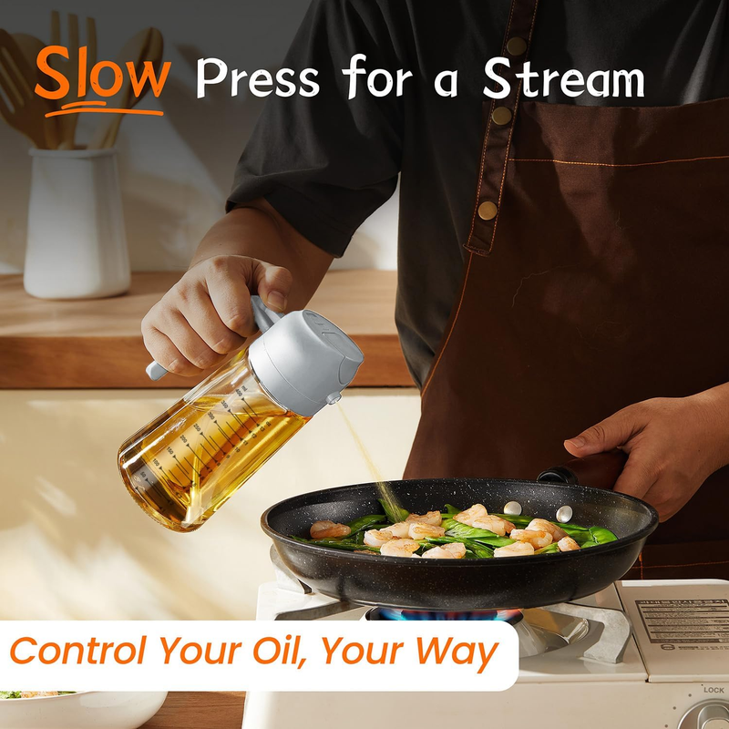 16oz Glass Olive Oil Sprayer 2 in 1 Dispenser Bottle Air Fryer BBQ Ash2