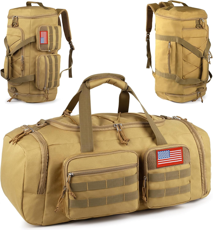Tactical Gym Bag for Men，50L Large 3 in 1 Sports Duffle Bag with Shoes Compartme8